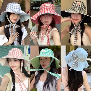 หมวก หมวกบัคเก็ต กันแดด⛱️ ใส่ได้สองด้าน ลายสก็อต งานดี✨ หนักเบา