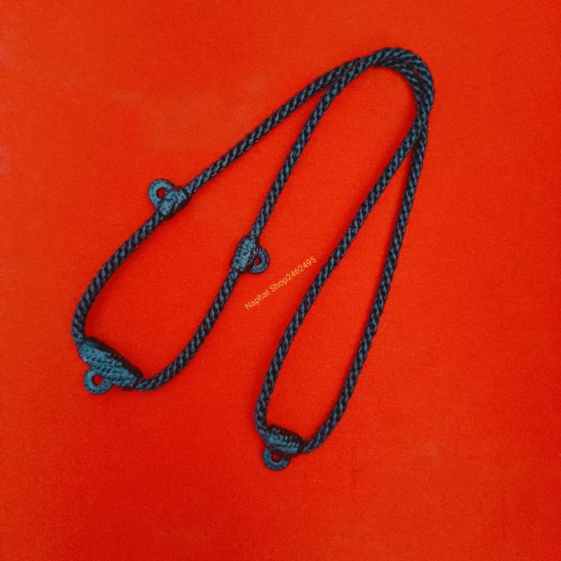 สร้อยเชือกเทียนสีดำถักมีห่วง 3 ห่วง (พิเศษเพิ่ม1ห่วงหลัง) งานแฮนเมดเชือกเทียนสีดำ ไม่อมน้ำ ไม่อมเหงื่อ ลายถักปราณีต