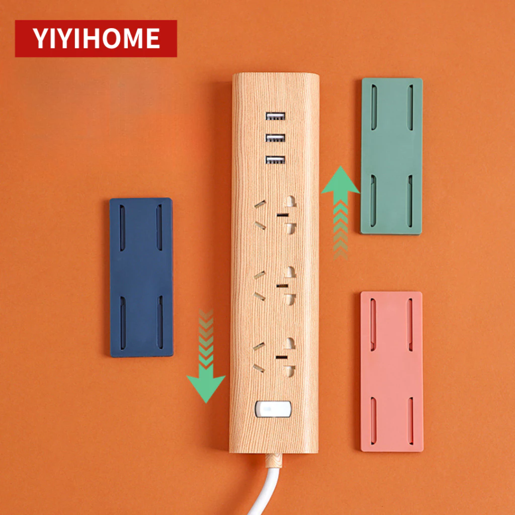 YIYIHOME ที่ยึดปลั๊กไฟติดผนัง ปลั๊กพ่วง ที่เก็บปลั๊กไฟ กาวแน่นมาก ใช้สำหรับติดปลั๊กไฟกับผนัง