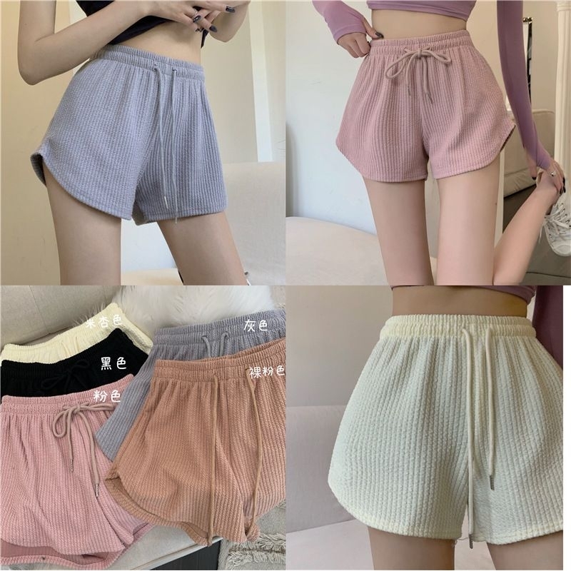 L172 กางเกงขาสั้นผ้ายืดวาฟเฟิล ใส่สบาย พร้อมส่งจากไทย