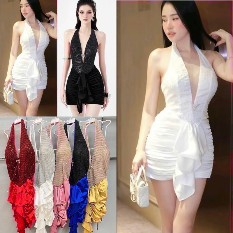 ชุดเดรชPRผ้าเลื่อมสไตล์เวียดนาม