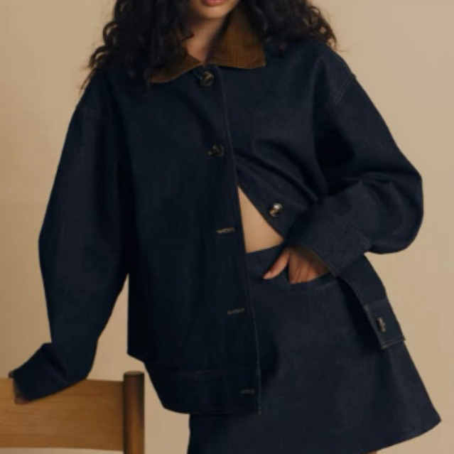 ส่งต่อ #sheknowsofficial dark denim jacket used once 2800b. (shop 3500 b.) size sใส่ครั้งเดียว ใหม่ม