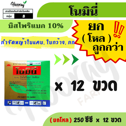 🔥ยกโหล🔥 โนมินี่ 250 cc. x 12 ชุด (ของแท้)( บิสไพริแบก 10% ) กำจัดหญ้า ใบแคบ ใบกว้าง กก หญ้าข้าวนก