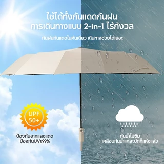 ร่ม ร่มอัตโนมัติสีพื้นAuto กันฝนกันแดดกันUV พกพาสะดวก น้ำหนักเบา Umbrella /jt.lifestyle