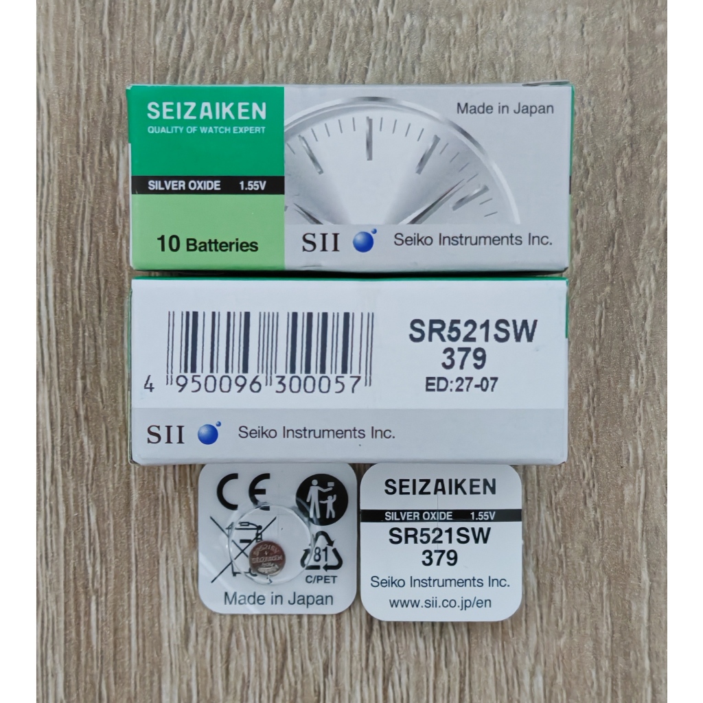 🔘 ถ่านนาฬิกา SEIZAIKEN Seiko 379 SR521SW ของแท้ ถ่านกระดุม 1.55V🔘