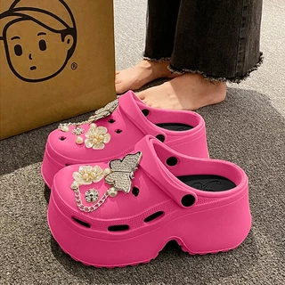 XWshopee ราคาพิเศษ รองเท้าแตะหัวโตสำหรับผู้หญิง มาพร้อมตัวติดการ์ตูน ส้นหนาสูงพิเศษ รุ่นนี้ใครๆก็ต้องมี มีหลายสีหลากสไต