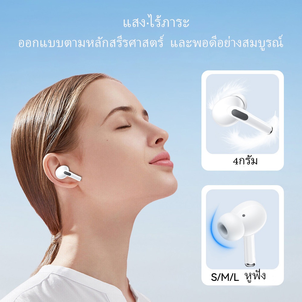 GOOJODOQ J206 หูฟังบลูทูธ หูฟังไร้สาย A5 หูฟัง Bluetooth 5.3 พร้อมไมโครโฟนในตัว เสียงดี ลดเสียงรบกวน