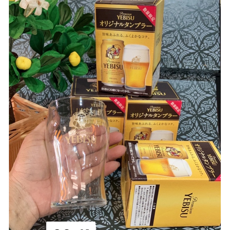 แก้วเบียร์ Yebisu สีทอง แก้วเบียร์ญี่ปุ่น