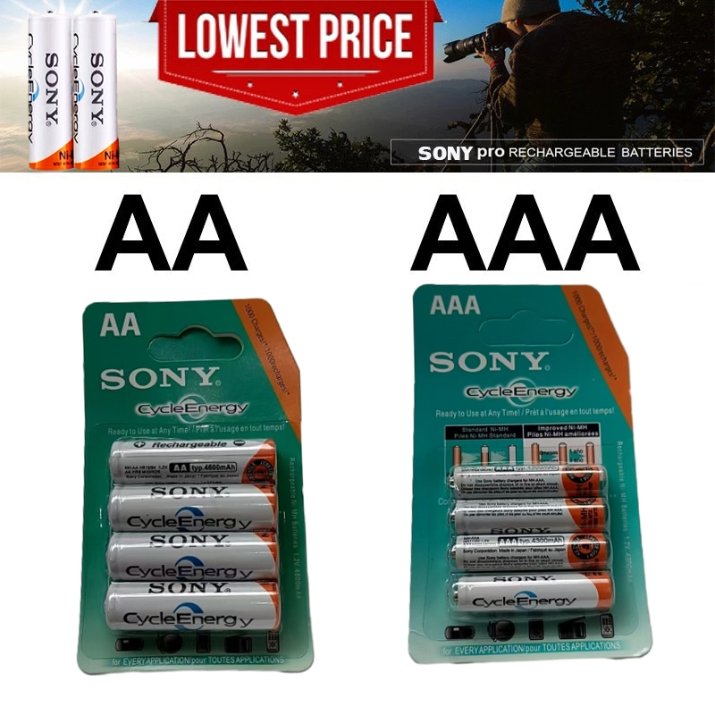LCD+SONY ถ่านชาร์จ AA 4600 mAh และ AAA 4300 mAh NIMH Rechargeable Battery