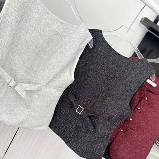 CAaRBEE VEST 🤎🤍เสื้อกั๊กทรงเวสผ้าทวิตมีซับในทั้งตัว