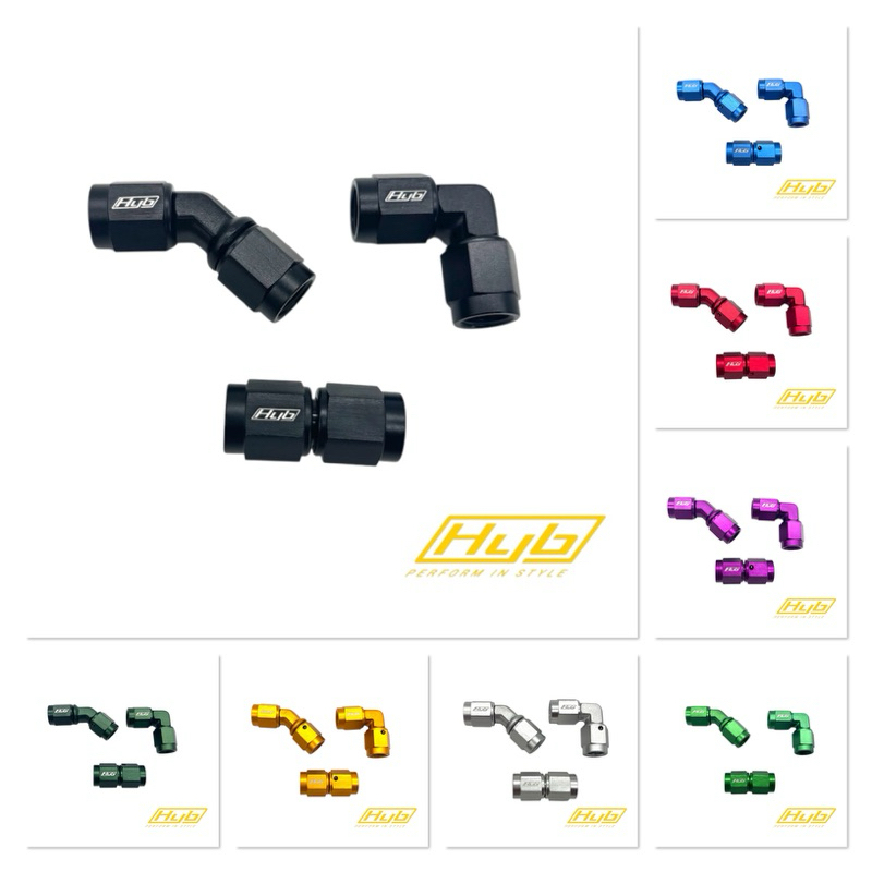 ฟิตติ้งตัวเมีย HYB ขนาด An3 และ An6 ของแท้ ชิ้นละ 250-350 บาท ตรง,45,90 องศา ส่งจากไทยไวแน่นอน HYB มีประกัน งานดีที่สุด