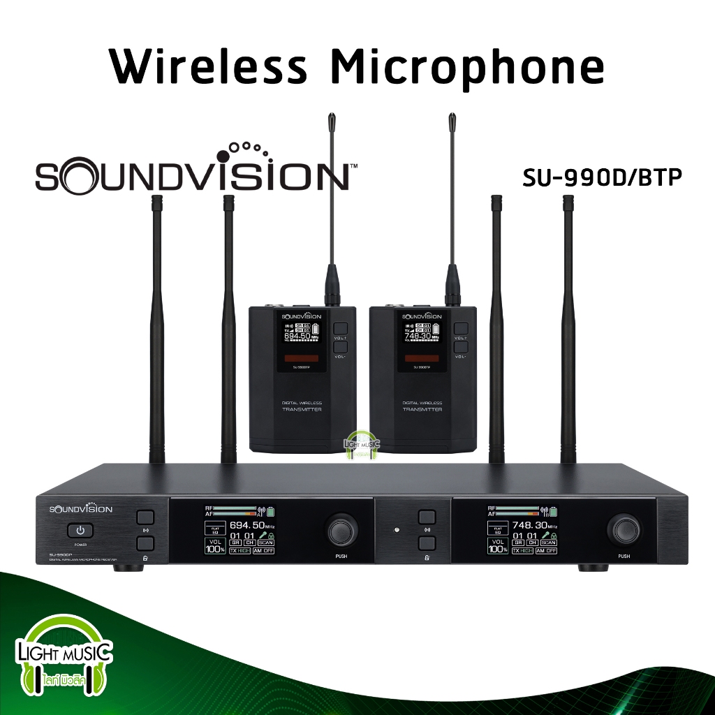 Wireless Microphone Soundvision SU-990D/BTP Plus คาด+หนีบปก 2 ตัว 4 เสา SU-990D Plus ไมค์ลอย ไมค์ไร้