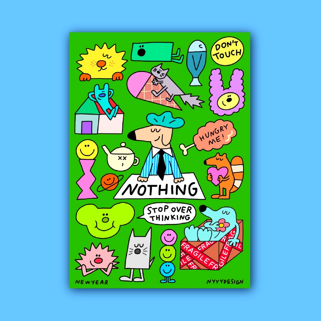 (nyyydesign)  Nothing Sticker Size A5 สติ้กเกอร์กันน้ำ ไม่ทิ้งคราบกาว / แปะlaptop ได้ / สินค้าพร้อมส่ง