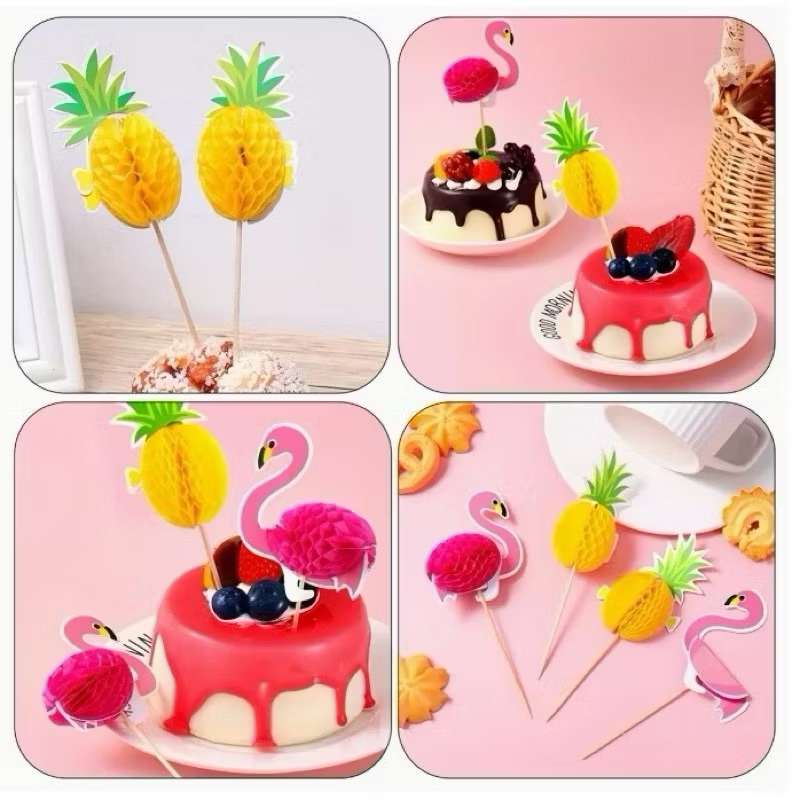 🚀สินค้าพร้อมส่งในไทย ไม้จิ้มแฟนซี ไม้จิ้มฮาวาย ไม้จิ้มคอกเทล 50ชิ้น ค๊อกเทล ไม้จิ้มผลไม้ ตกแต่งสวย นกยูง สับปะรด ปลาทอง