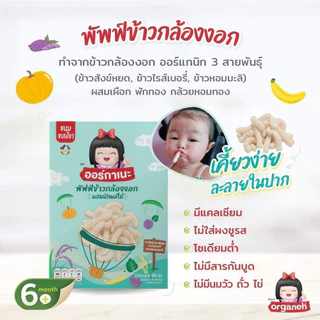 (ขั้นต่ำ 2 ชิ้นหรือรวมกับสินค้าอื่นในร้าน) Organeh ออร์กาเนะ มินิแครกเกอร์และพัฟข้าวกล้องงอก จากข้าวสังข์หยดออร์กานิก