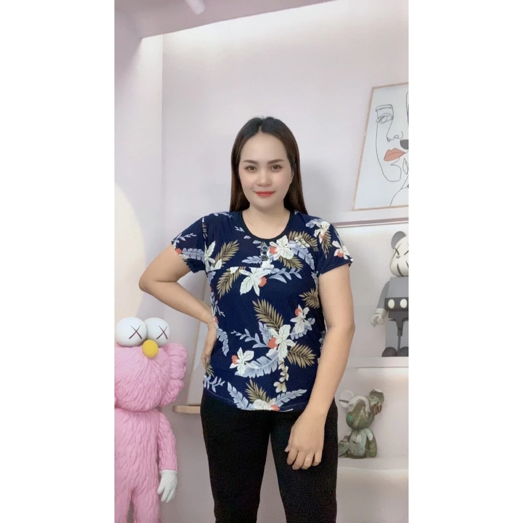 เสื้อลายดอกดำ แขนสั้น อก32-40นิ้ว รุ่น314 - รูปที่ 1
