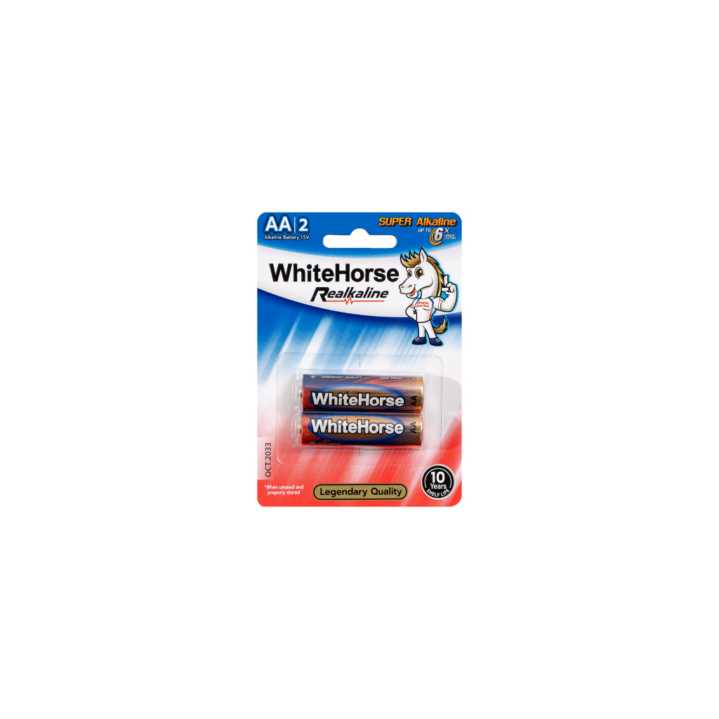 ถ่านม้าขาว อัลคาไลน์ Alkaline AA(2A) (PACK) 2B แพ็ค 2 ก้อน