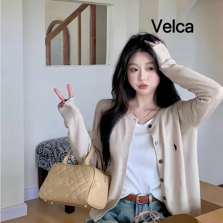 Velca เสื้อคลุมไหมพรมแขนยาว คอกลม ใส่สบาย ✨เสื้อไหมพรม  แขนยาว ผ้าถัก สีพื้น สไตล์เกาหลี