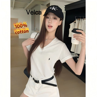 Velca 100%cotton เสื้อยืดผู้หญิง  เสื้อเเขนสั้น  เข้ากับทุกส…