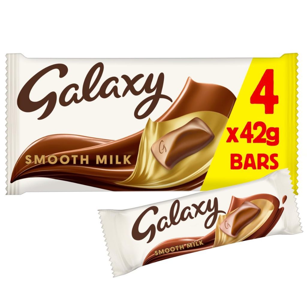 Galaxy Smooth Milk Chocolate Bars Multipack 4 x 42g - กาเเลกซี่ ช็อคโกแลตนม ขนาด (4x42ก.) 168 กรัม.