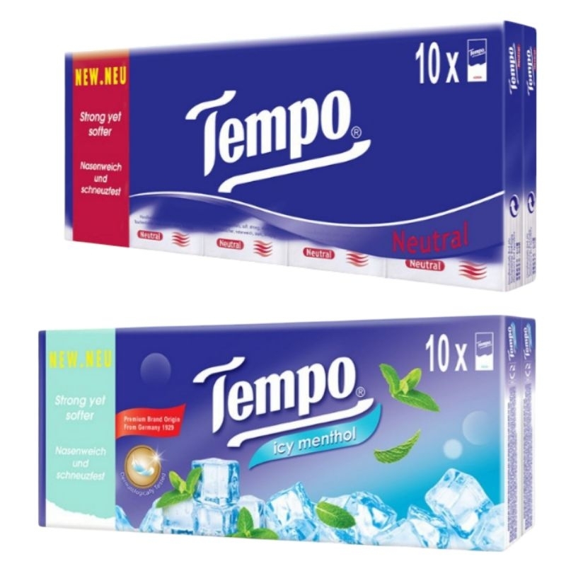 พร้อมส่ง TEMPO TISSUE PAPER กระดาษเช็ดหน้า กระดาษทิชชู่ ชนิดพกพา 10 ห่อ