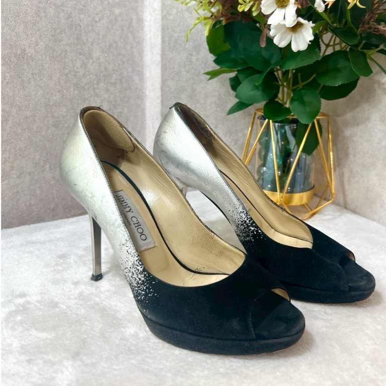 (มือ 2) รองเท้าส้นสูง Jimmy Choo Jennica Ombré Peep Toe Pumps Size 37