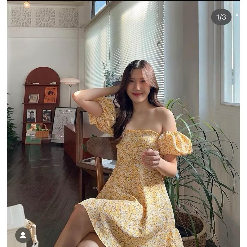 used 📍เดรสสั้น  Fallin’rose 💐เดรสลายดอกแขนตุ๊กตา