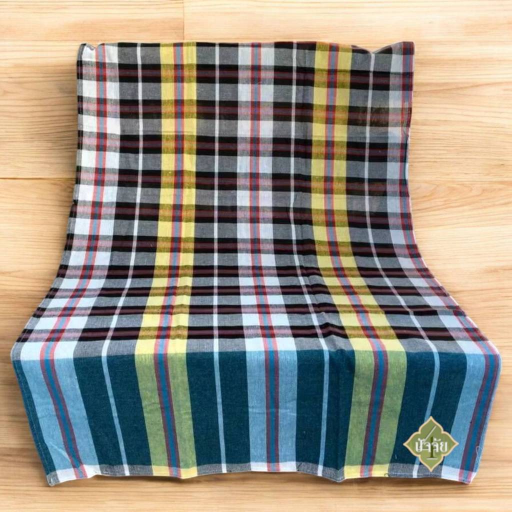 ผ้าขาวม้าผ้าฝ้าย 100% ตรารถไฟ  เย็บชายทุกผืน ผ้าดี ผ้านุ่ม สีไม่ตก ผ้าไม่หด ขนาดมาตราฐาน 80×190 cm - รูปที่ 2