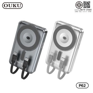 แบตสำรองชาร์จเร็ว OUKU P62 10000mAh สายชาร์จในตัว มีขาตั้งชาร์จ รองรับการชาร์จไร้สายมือถือ Smart watch