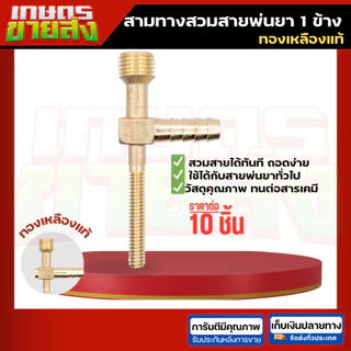 ขายส่ง10ชิ้น K24 K23 สามทางสวมสายพ่นยา 2ด้าน 1ด้าน ทองเหลือง (สี่ทางทองเหลืองแทกเตอร์) 2 หุน (1/4”) ข