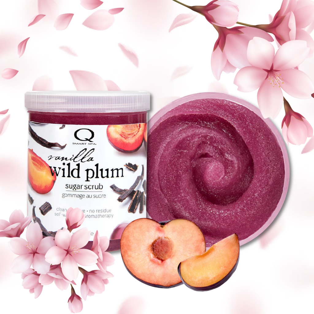 Qtica Smart Spa Vanilla wild plum sugar scrub.สครับสำหรับการทำสปามือเท้าหรือทั้งตัวสูตรอ่อนโยน ปลอดส