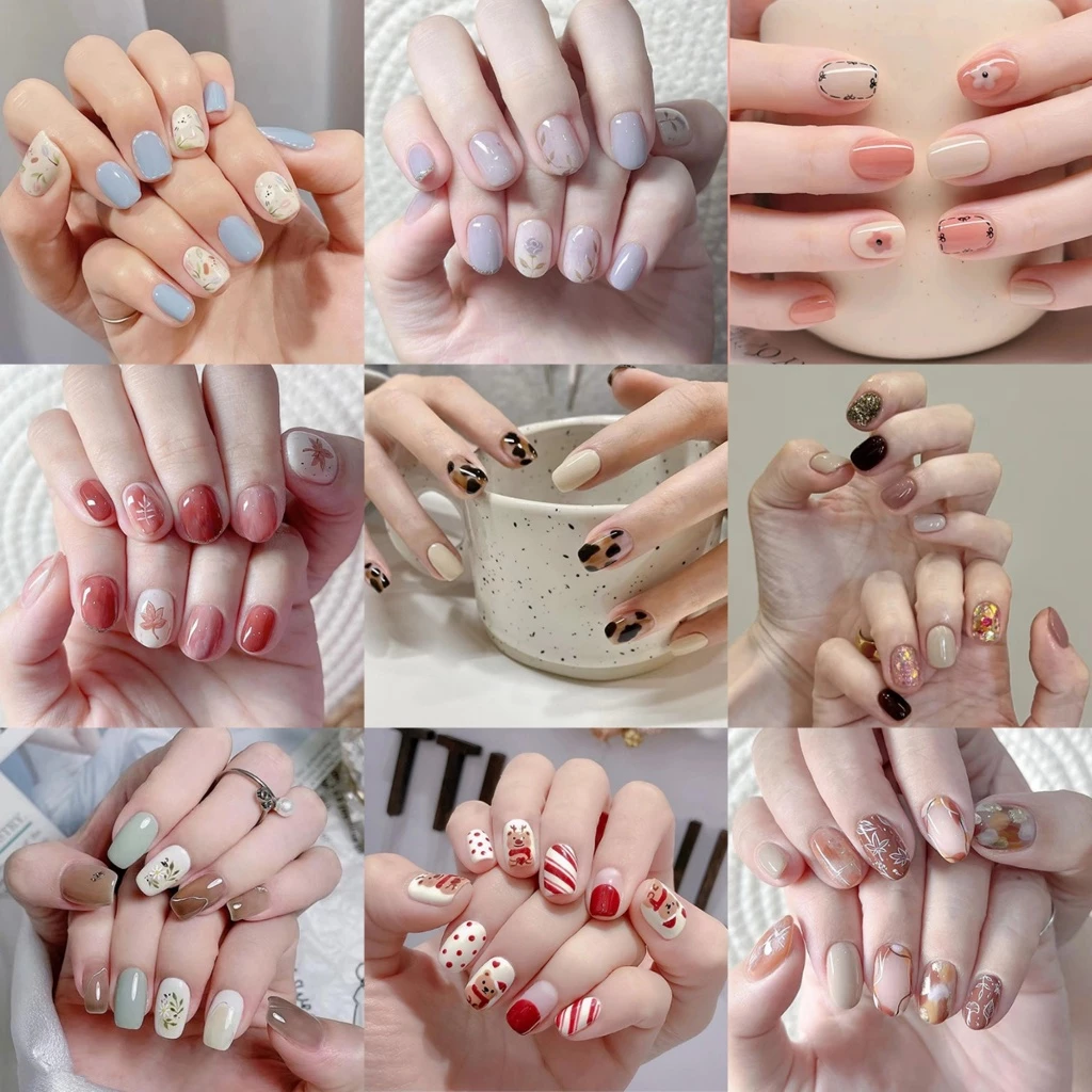 รุ่นLuxnail FN44 พร้อมส่งเล็บปลอมสำเร็จรูปสไตล์มินิมอลลายน่ารักๆ ขนาดฟรีไซส์ 24 ชิ้นสุดคุ้ม