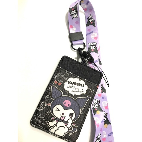 KUROMI สายคล้อง ที่ใส่บัตร พร้อมสายคล้องคอ ลาย KUROMI PPB  งานดี สวยงาม  MANOPNEST