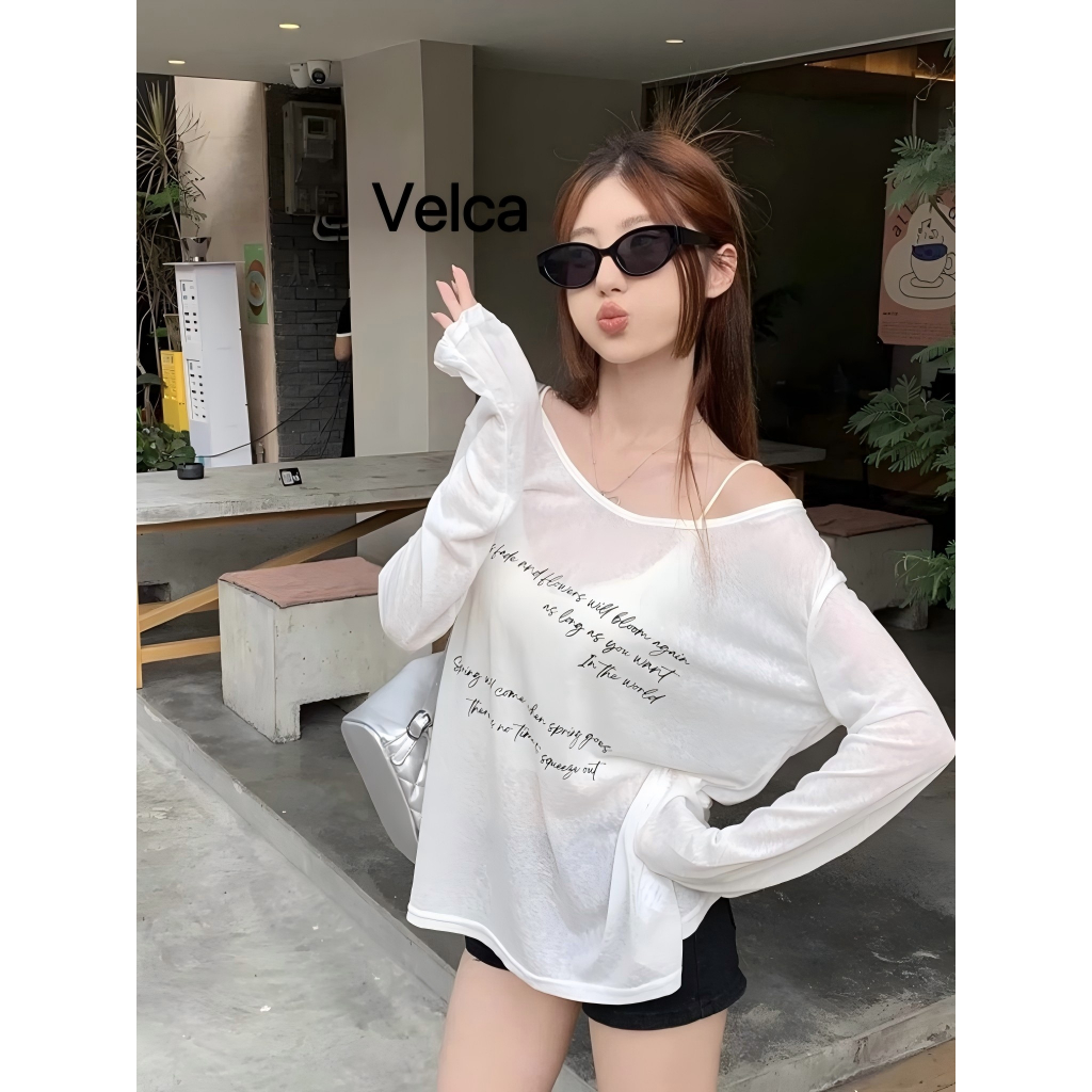 Velca เสื้อชีฟองทรง Ovesize ใส่แมทช์เสื้อสายเดี่ยว หรือ บิกินี่ ใส่คลุมได้ทุกงาน ทรงหลวม พิมพ์ลาย สาว  ป้องกันแดด