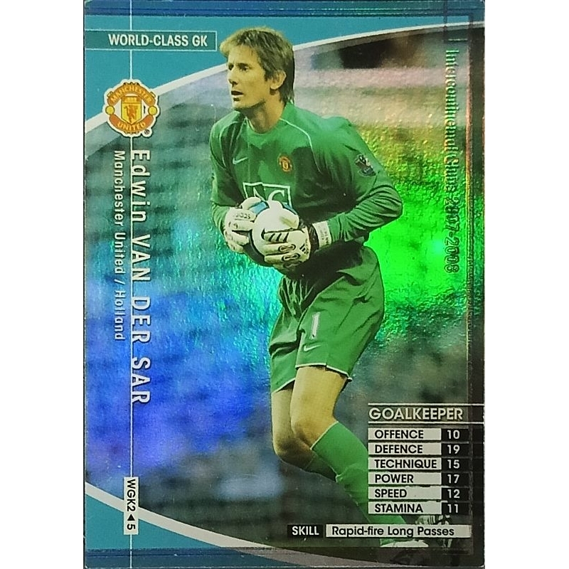 2007-08 Panini WCCF World GK Edwin Van Der Sar Manchester United refractor card