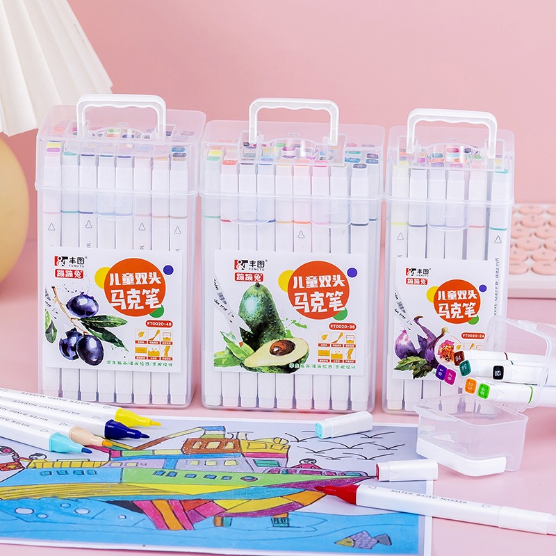 FENGTU ปากกาอะคริลิค 12/24/36สี 2in1 มาร์กเกอร์อะคริลิค เขียนได้ทุกพื้นผิว อุปกรณ์ศิลปะ เครื่องเขียน