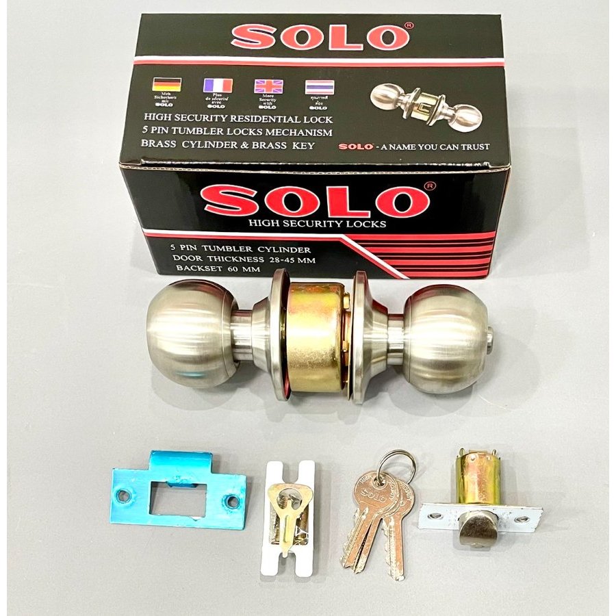 ลูกบิดประตู SOLO #641SS มีกุญแจ กลมด้าน รุ่นกล่อง