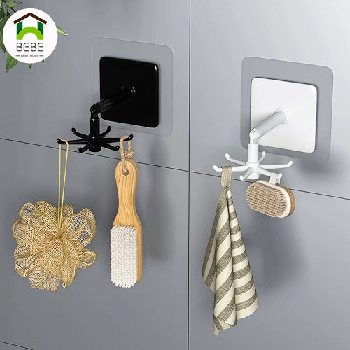 ที่แขวนติดผนัง ตะขอติดเพดาน ติดผนัง  6 แฉก ขอเกี่ยวหมุนได้ 360 ° Hexagonal self-adhesive hook