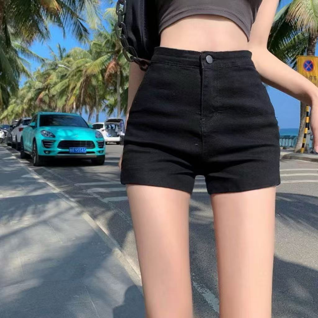 กางเกงขาสั้นยีนส์ สไตล์เกาหลี กางเกงขาสั้นสีดำเอวสูง ผู้หญิงclothing shorts657