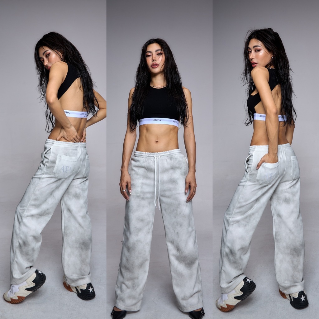 Atipashop - LIA WARMY PANTS กางเกงวอร์ม สีมัดย้อม กรีนหลังรีเฟล็กซ์