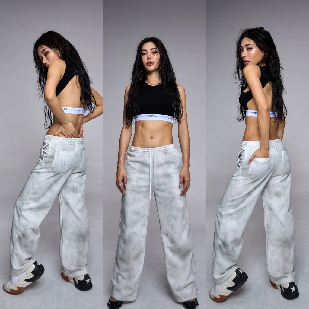 Atipashop - LIA WARMY PANTS กางเกงวอร์ม สีมัดย้อม กรีนหลังรีเฟล็กซ์