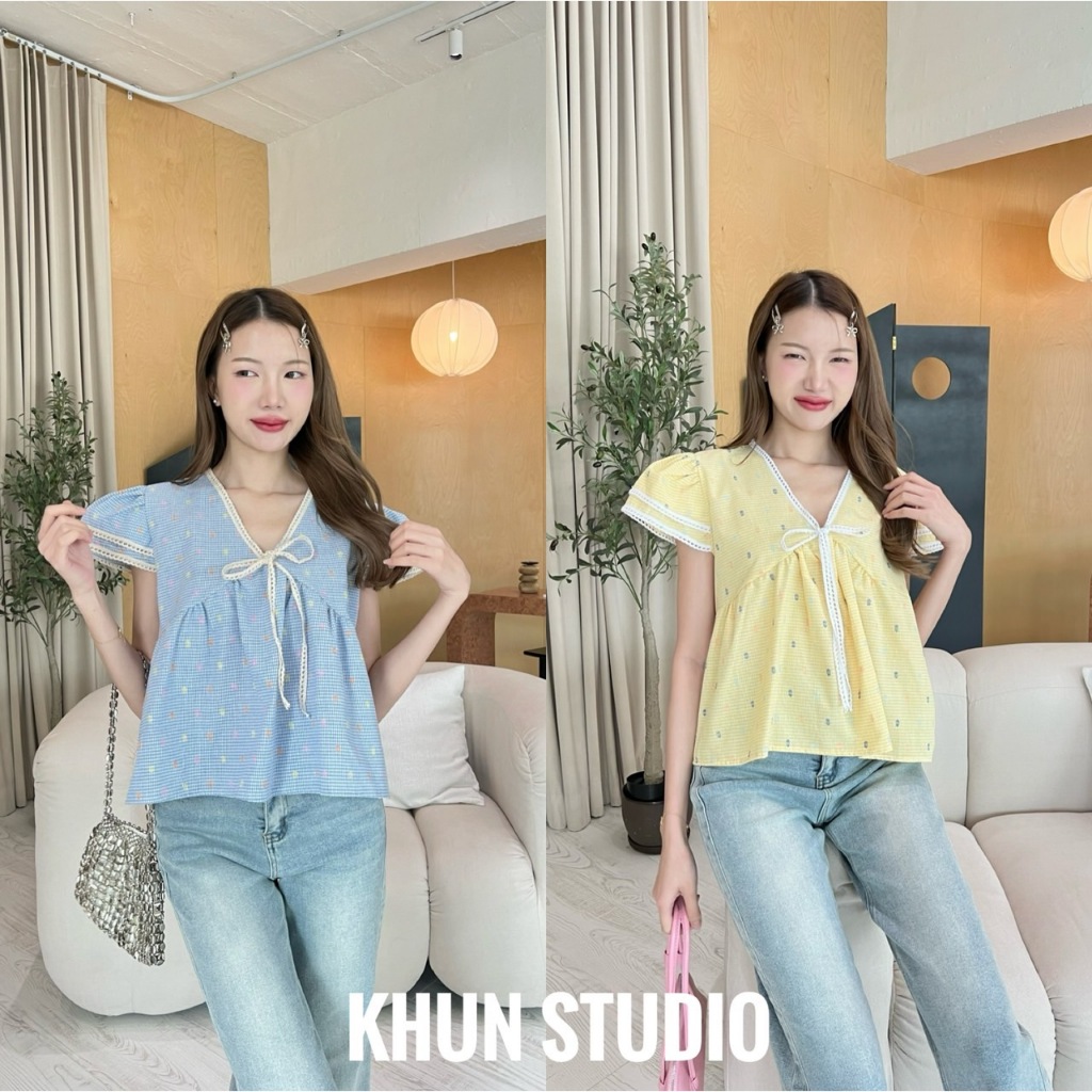 📣 พร้อมส่งงง 👑ป้าย KHUN👑🌿รหัสสินค้า :: K021🌿🌈เสื้อแขน2ชั้น🌈