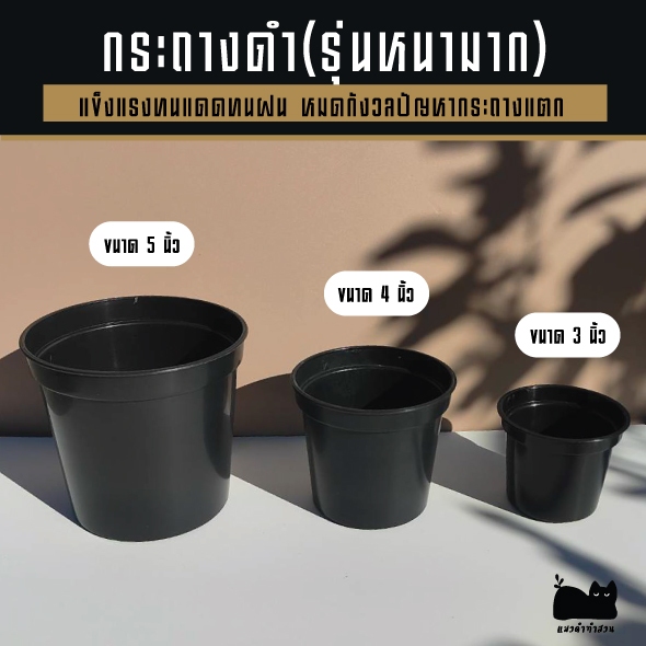 กระถางต้นไม้(รุ่นหนามาก) ขนาด 3นิ้ว 4นิ้ว 5นิ้ว ใช้พลาสติกอย่างดี แข็งแรงทนแดดทนฝน กระถางดำ พร้อมส่ง