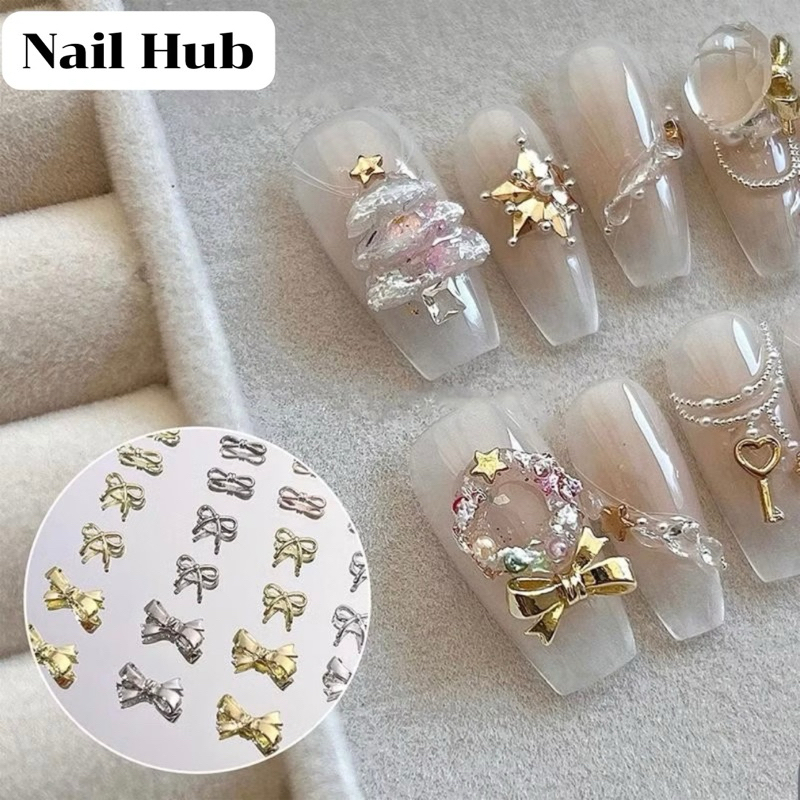 AC.417 ส่งด่วน🔔‼️ร้านไทย 🇹🇭🇹🇭🇹🇭 แพ็ค 2 ชิ้น พร้อมส่ง อะไหล่แต่งเล็บ รูปโบว์ มีให้เลือกหลายแบบ