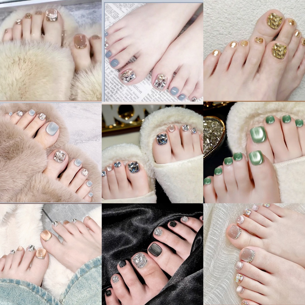 Luxnail FN46 พร้อมส่งเล็บเท้าปลอมสำเร็จรูป ขนาดฟรีไซส์ 24 ชิ้น มีหลายสีให้เลือก เล็บเท้าปลอมสีลูกแก้วสำเร็จรูป