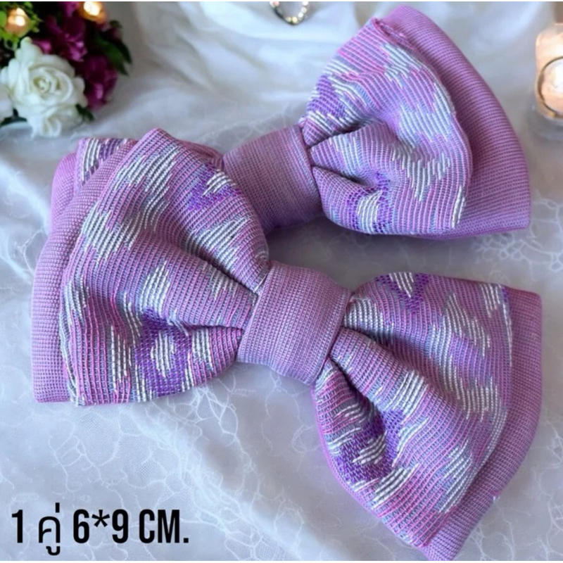set2ชิ้นสีม่วงลายไทยกิ๊บติดผมพร้อมส่ง