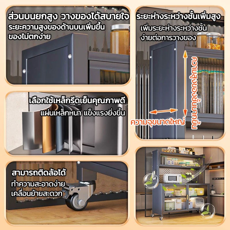 ตตู้วางของในครัวู้ เก็บของอเนกประสงค์ ชั้นวางของในครัว ชั้นวางไมโครเวฟ วางของในห้องครัวได้ กันน้ำ สนิม กันเชื้อรา ราคา ถูกที่สุด ดีลบีเคเค แกลเลอรีภาพที่ 2
