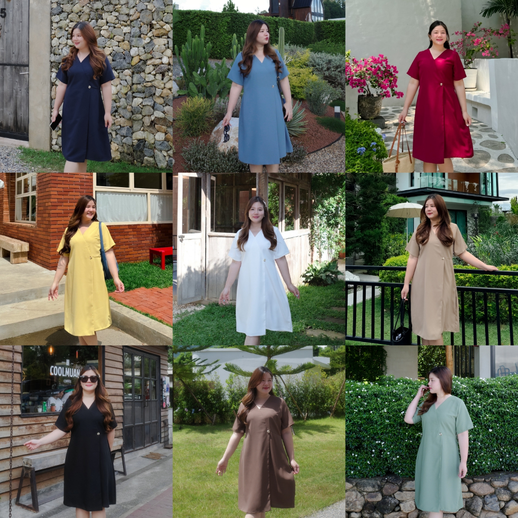 (❤️อกถึง 50”) Claire Dress เดรสสาวอวบ ชุดสาวอวบ