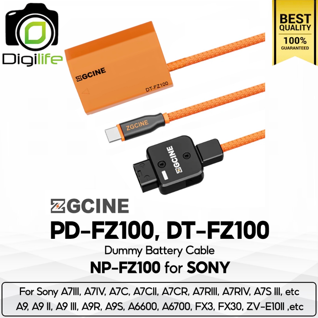 ZGCINE Battery DT-FZ100, PD-FZ100 Dummy Battery Cable สำหรับ ใช้แทน Sony Battery NP-FZ100 ( D-Tap Po
