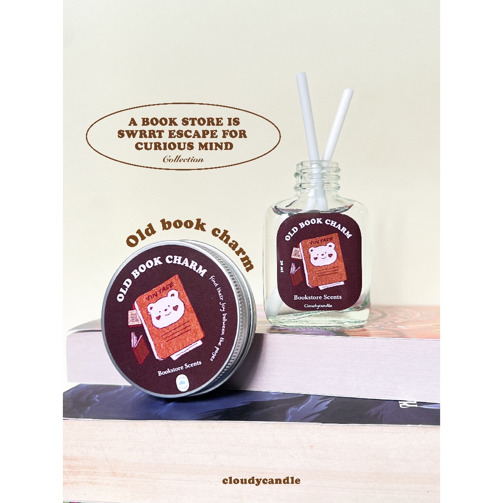 Cloudy old book charm candle and diffuser